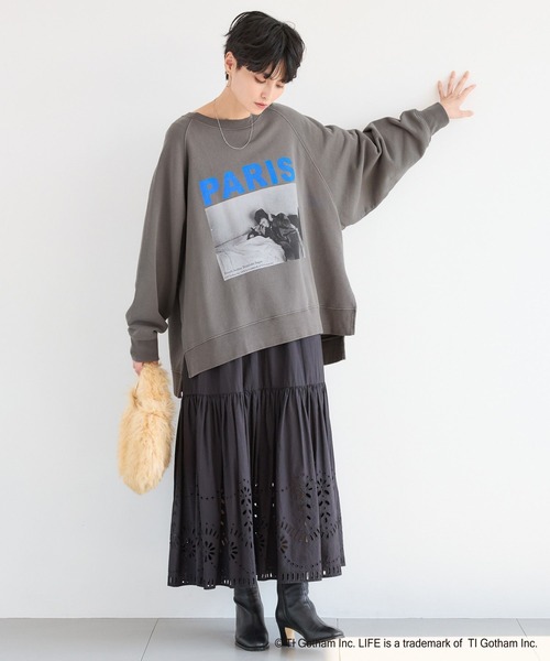 GOOD ROCK SPEED（グッドロックスピード）の「BARNYARDSTORM / 別注【LIFE PICTURE COLLECTION】ラグランスウェット（スウェット・レディース・チャコール/ベージュ・FREE）」の7枚目の写真