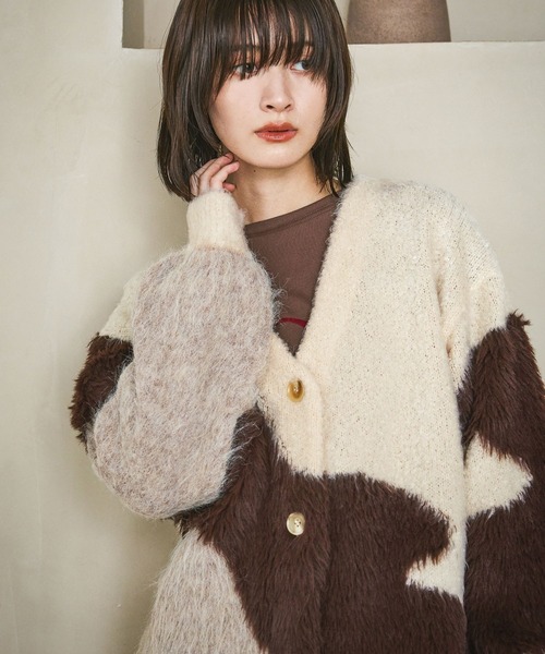 インターシャ配色カーディガン / 583726（カーディガン/ボレロ