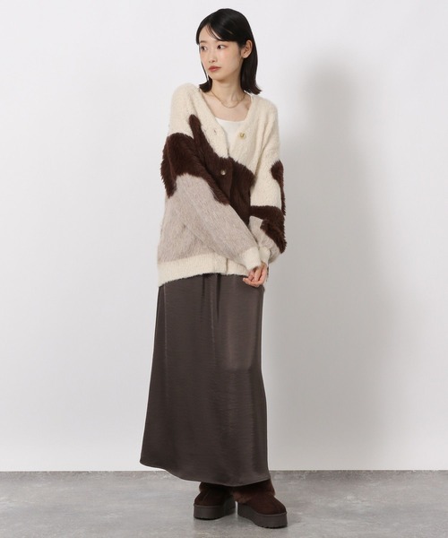 LAKOLE（ラコレ）の「インターシャ配色カーディガン / 583726（カーディガン/ボレロ・レディース・チャコール/モカ/イエロー/オレンジ/ブルー/ライトグリーン・FREE）」の9枚目の写真