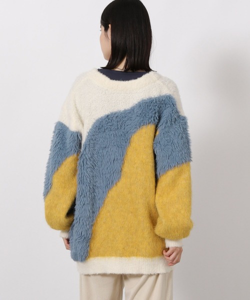 LAKOLE（ラコレ）の「インターシャ配色カーディガン / 583726（カーディガン/ボレロ・レディース・チャコール/モカ/イエロー/オレンジ/ブルー/ライトグリーン・FREE）」の15枚目の写真