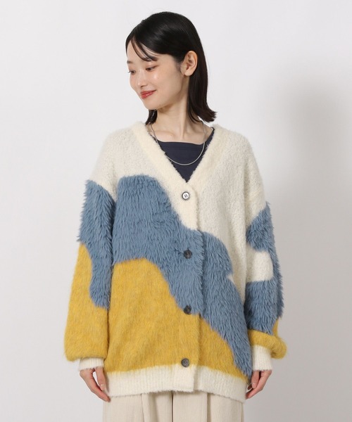 LAKOLE（ラコレ）の「インターシャ配色カーディガン / 583726（カーディガン/ボレロ・レディース・チャコール/モカ/イエロー/オレンジ/ブルー/ライトグリーン・FREE）」の16枚目の写真