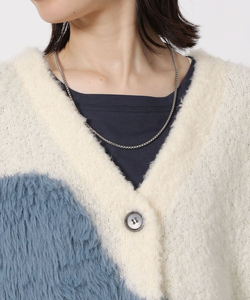 LAKOLE（ラコレ）の「インターシャ配色カーディガン / 583726（カーディガン/ボレロ・レディース・チャコール/モカ/イエロー/オレンジ/ブルー/ライトグリーン・FREE）」の19枚目の写真