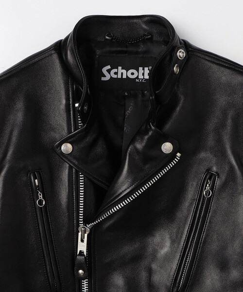 【美品】Schott セミダブル ライダースジャケット ブラック M 羊革 SCHOTT/別注 セミダブル ライダース ジャケット｜Daytona Park(FREAK'S