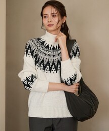 【SLOW/一部店舗限定】ジャカード ハイネック ニット