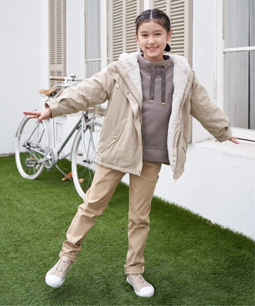 ikka（イッカ）の「【親子コーデ】総裏ファーマンパジャケット（110~160cm）（ブルゾン・キッズ・チェリーレッド/ベージュ・S/M/L/XL/XS）」の5枚目の写真