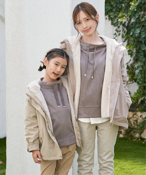 ikka（イッカ）の「【親子コーデ】総裏ファーマンパジャケット（110~160cm）（ブルゾン・キッズ・チェリーレッド/ベージュ・S/M/L/XL/XS）」の11枚目の写真