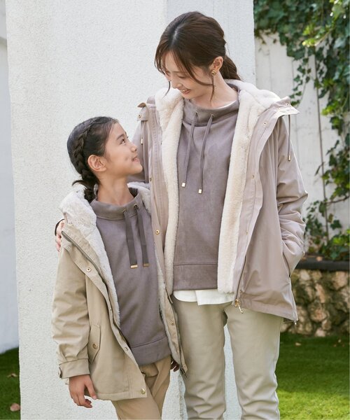 ikka（イッカ）の「【親子コーデ】総裏ファーマンパジャケット（110~160cm）（ブルゾン・キッズ・チェリーレッド/ベージュ・S/M/L/XL/XS）」の12枚目の写真