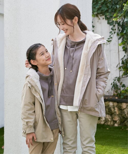 ikka（イッカ）の「【親子コーデ】総裏ファーマンパジャケット（110~160cm）（ブルゾン・キッズ・チェリーレッド/ベージュ・S/M/L/XL/XS）」の13枚目の写真