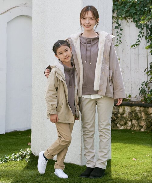 ikka（イッカ）の「【親子コーデ】総裏ファーマンパジャケット（110~160cm）（ブルゾン・キッズ・チェリーレッド/ベージュ・S/M/L/XL/XS）」の14枚目の写真