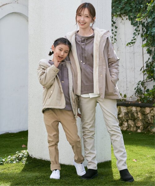 ikka（イッカ）の「【親子コーデ】総裏ファーマンパジャケット（110~160cm）（ブルゾン・キッズ・チェリーレッド/ベージュ・S/M/L/XL/XS）」の15枚目の写真