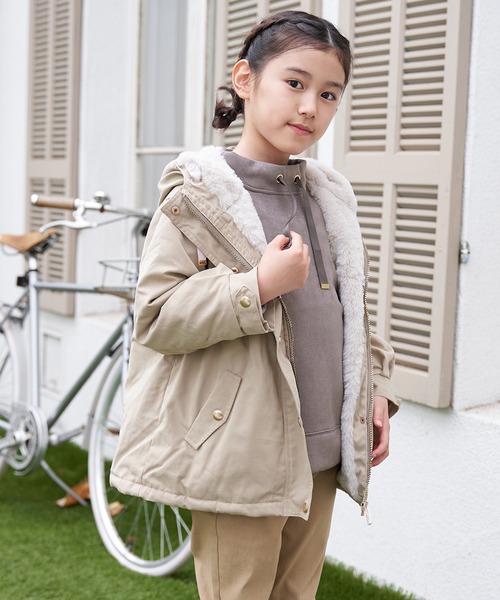 ikka（イッカ）の「【親子コーデ】総裏ファーマンパジャケット（110~160cm）（ブルゾン・キッズ・チェリーレッド/ベージュ・S/M/L/XL/XS）」の3枚目の写真