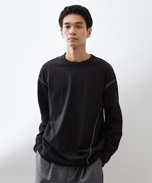 THE SHOP TK （ザ ショップ ティーケー ）の「ハンドステッチ長袖Tシャツ 【洗濯機OK】（Tシャツ/カットソー・メンズ・ブラック/ブルーグリーン/オフホワイト・02/03/04）」の2枚目の写真