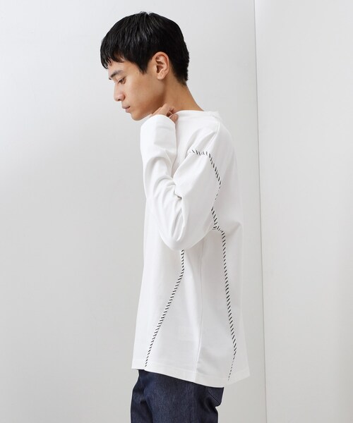 THE SHOP TK （ザ ショップ ティーケー ）の「ハンドステッチ長袖Tシャツ 【洗濯機OK】（Tシャツ/カットソー・メンズ・ブラック/ブルーグリーン/オフホワイト・02/03/04）」の4枚目の写真