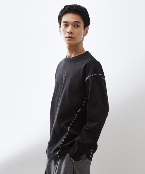 THE SHOP TK （ザ ショップ ティーケー ）の「ハンドステッチ長袖Tシャツ 【洗濯機OK】（Tシャツ/カットソー・メンズ・ブラック/ブルーグリーン/オフホワイト・02/03/04）」の8枚目の写真
