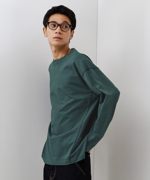 THE SHOP TK （ザ ショップ ティーケー ）の「ハンドステッチ長袖Tシャツ 【洗濯機OK】（Tシャツ/カットソー・メンズ・ブラック/ブルーグリーン/オフホワイト・02/03/04）」の12枚目の写真