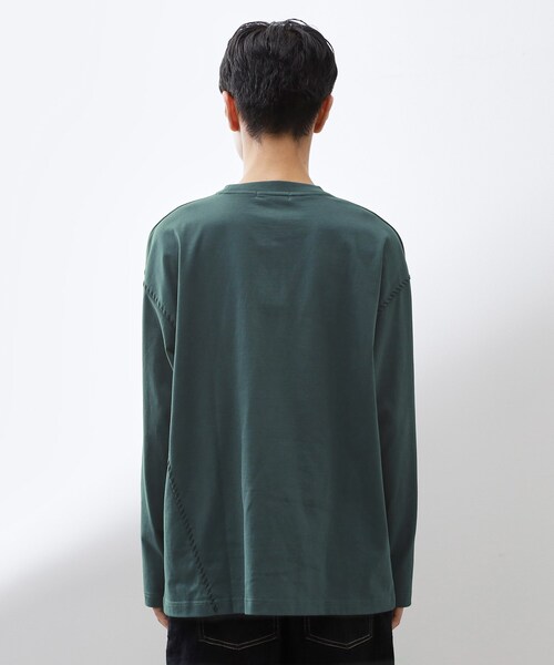 THE SHOP TK （ザ ショップ ティーケー ）の「ハンドステッチ長袖Tシャツ 【洗濯機OK】（Tシャツ/カットソー・メンズ・ブラック/ブルーグリーン/オフホワイト・02/03/04）」の18枚目の写真