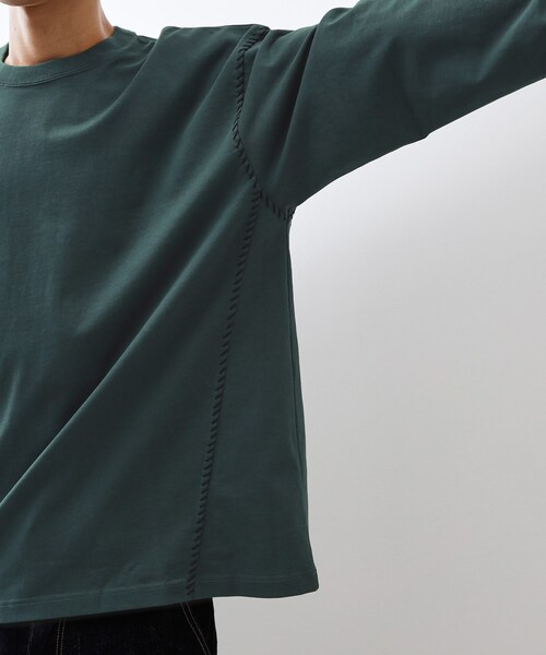 THE SHOP TK （ザ ショップ ティーケー ）の「ハンドステッチ長袖Tシャツ 【洗濯機OK】（Tシャツ/カットソー・メンズ・ブラック/ブルーグリーン/オフホワイト・02/03/04）」の20枚目の写真