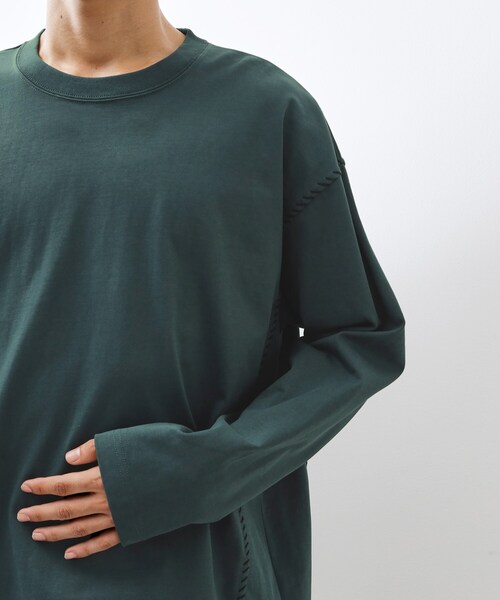 THE SHOP TK （ザ ショップ ティーケー ）の「ハンドステッチ長袖Tシャツ 【洗濯機OK】（Tシャツ/カットソー・メンズ・ブラック/ブルーグリーン/オフホワイト・02/03/04）」の21枚目の写真
