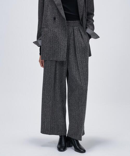 cloenc(クロエンス)の「【手洗い可】ダブルタックヘリンボーンワイドパンツ(その他パンツ・レディース・ブラック系3/ダークブラウン系3・02/01/03)」の2枚目の写真