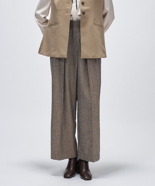 ダブルタックヘリンボーンワイドパンツ（その他パンツ）｜cloenc