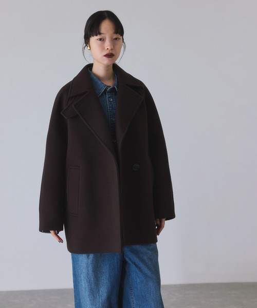 ADAM ET ROPE'(アダムエロペ)の「ウールボンディングミドルコート(ステンカラーコート・レディース・チャコールグレー/ダークブラウン/ベージュ・FREE)」の7枚目の写真
