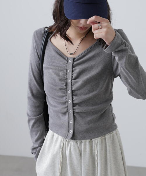 FREE'S MART（フリーズマート）の「◆フロントギャザーデコルテカットソー（Tシャツ/カットソー・レディース・ホワイト/ブラウン/グレー・FREE）」の20枚目の写真