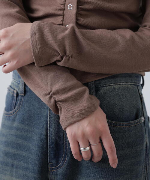 FREE'S MART（フリーズマート）の「◆フロントギャザーデコルテカットソー（Tシャツ/カットソー・レディース・ホワイト/ブラウン/グレー・FREE）」の15枚目の写真