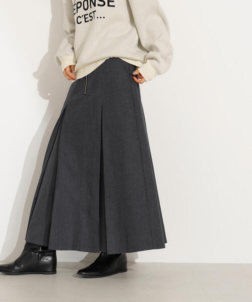 N.（N. Natural Beauty Basic）（エヌエヌナチュラルビューティーベーシック）の「【PS/低身長サイズ】ボックスタックスカート（スカート・レディース・キャメル/チャコールグレー・P/S/MEDIUM）」の16枚目の写真