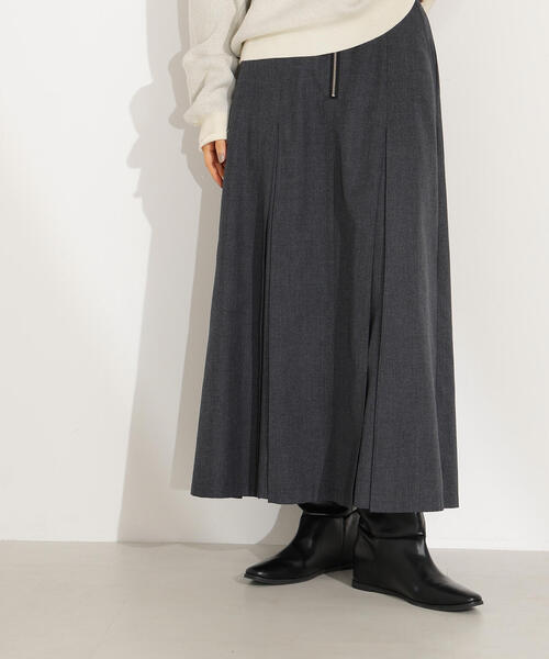 N.（N. Natural Beauty Basic）（エヌエヌナチュラルビューティーベーシック）の「【PS/低身長サイズ】ボックスタックスカート（スカート・レディース・キャメル/チャコールグレー・P/S/MEDIUM）」の2枚目の写真