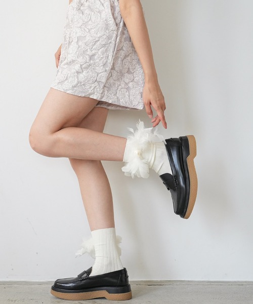 mili an deni（ミリアンデニ）の「フェザーリブソックス（ソックス/靴下・レディース・アイボリー/ブラック・F）」の12枚目の写真