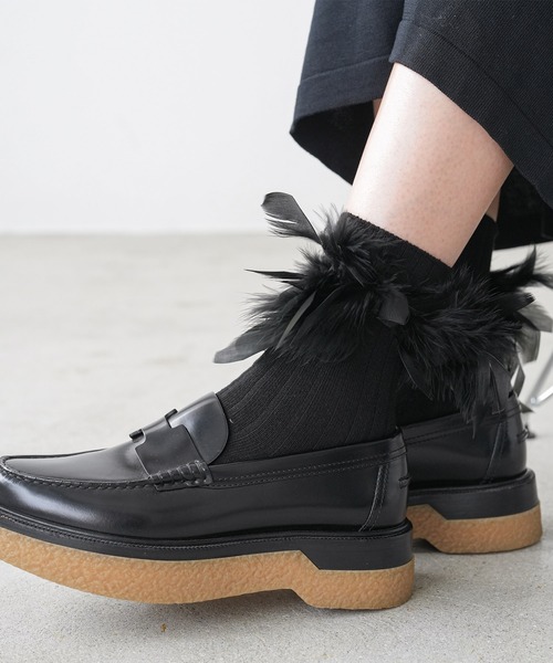 mili an deni（ミリアンデニ）の「フェザーリブソックス（ソックス/靴下・レディース・アイボリー/ブラック・F）」の14枚目の写真