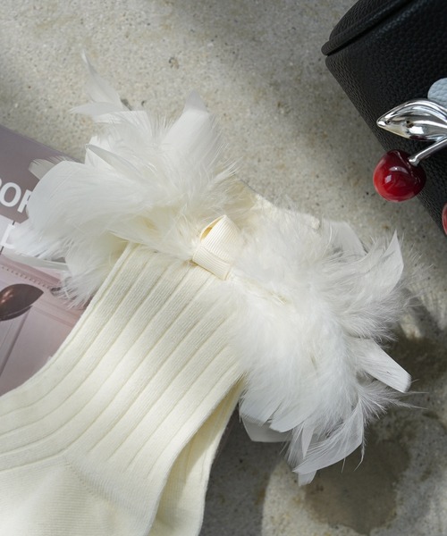 mili an deni（ミリアンデニ）の「フェザーリブソックス（ソックス/靴下・レディース・アイボリー/ブラック・F）」の10枚目の写真