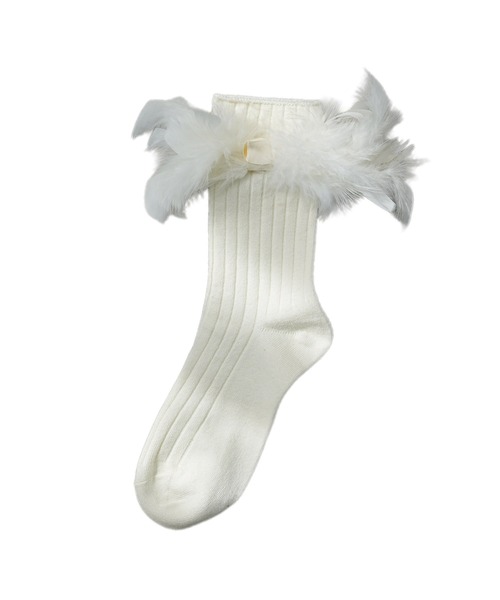 mili an deni（ミリアンデニ）の「フェザーリブソックス（ソックス/靴下・レディース・アイボリー/ブラック・F）」の3枚目の写真