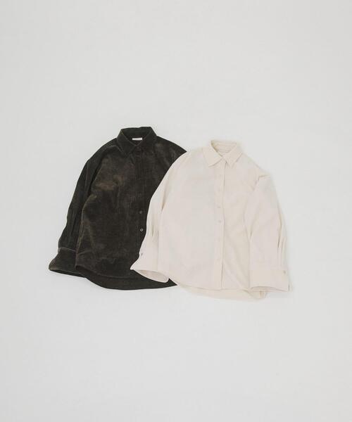 LAATO(ラート)の「wrinkle velor shirts(シャツ/ブラウス・レディース・オフホワイト/ダークグレー・FREE)」の3枚目の写真