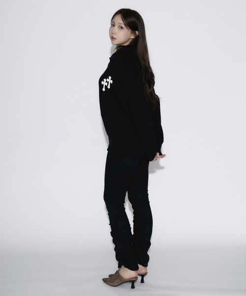 tinkerend(ティンカーエンド)の「High Neck Cross Knit Cardigan / ハイネッククロスニットカーディガン ポロカーディガン(ニット/セーター・レディース・アイボリー/ピンク/グレー/ブラック・FREE/L/XL)」の20枚目の写真
