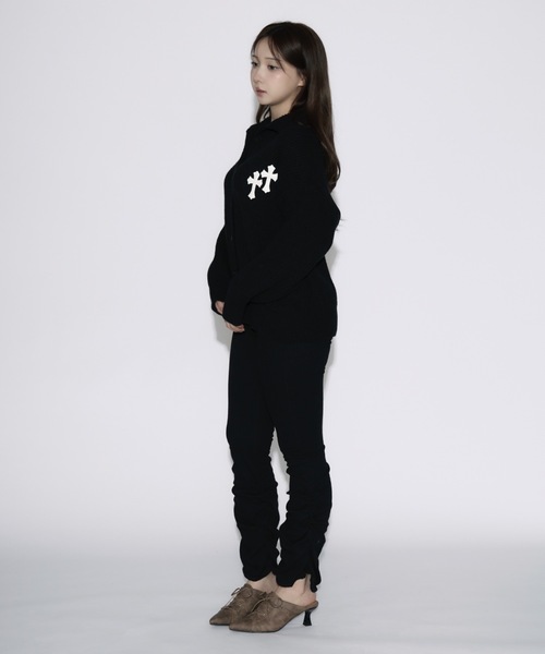 tinkerend(ティンカーエンド)の「High Neck Cross Knit Cardigan / ハイネッククロスニットカーディガン ポロカーディガン(ニット/セーター・レディース・アイボリー/ピンク/グレー/ブラック・FREE/L/XL)」の21枚目の写真
