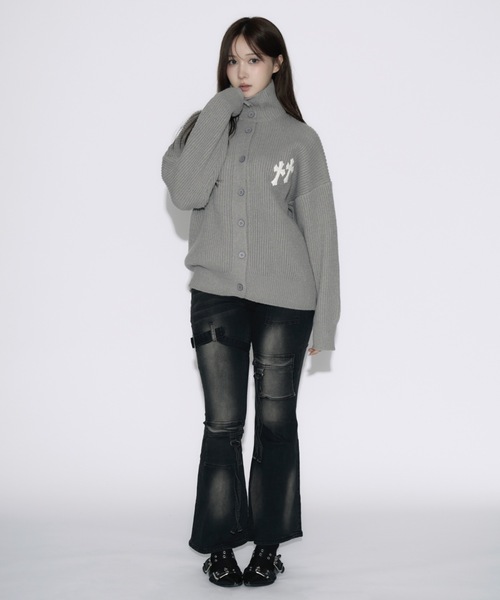 High Neck Cross Knit Cardigan / ハイネッククロスニットカーディガン