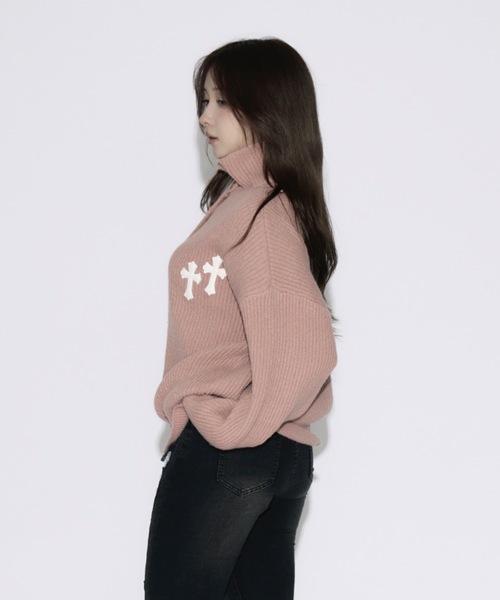 High Neck Cross Knit Cardigan / ハイネッククロスニットカーディガン