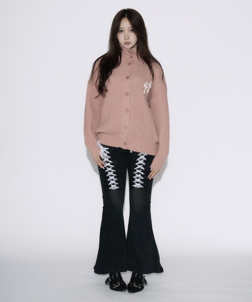 High Neck Cross Knit Cardigan / ハイネッククロスニットカーディガン