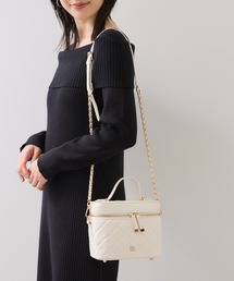 VIS（ビス）の「ファーハンドルキルティング＆ツイードバニティバッグ/2WAY（ハンドバッグ）」