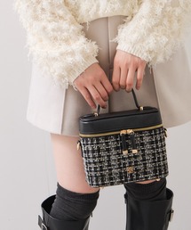 VIS | ファーハンドルキルティング＆ツイードバニティバッグ/2WAY(ハンドバッグ)