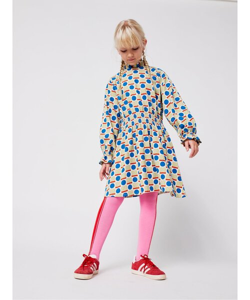 BOBO CHOSES(ボボショーズ)の「総柄Geometric Scacsワンピース【キッズ】(ワンピース・キッズ・オフホワイト・110/120/130)」の2枚目の写真