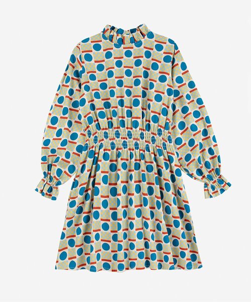 BOBO CHOSES(ボボショーズ)の「総柄Geometric Scacsワンピース【キッズ】(ワンピース・キッズ・オフホワイト・110/120/130)」の3枚目の写真