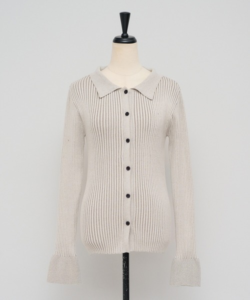 Bonjour Sagan（ボンジュールサガン）の「襟付きフレアスリーブリブニット（ニット/セーター・レディース・キナリ/モカ/ブラック・FREE）」の6枚目の写真