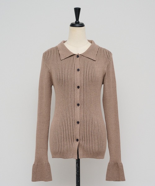 Bonjour Sagan（ボンジュールサガン）の「襟付きフレアスリーブリブニット（ニット/セーター・レディース・キナリ/モカ/ブラック・FREE）」の8枚目の写真