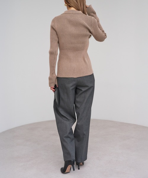 Bonjour Sagan（ボンジュールサガン）の「襟付きフレアスリーブリブニット（ニット/セーター・レディース・キナリ/モカ/ブラック・FREE）」の5枚目の写真