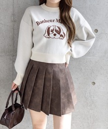 CLEAR BASIC | イヌ柄ダブルジャガードニットトップス[着回し力抜群 ガーリー アニマル]≪AW新作≫(ニット/セーター)