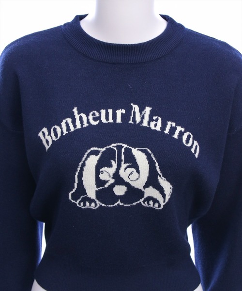 CLEAR BASIC（クリアベーシック）の「イヌ柄ダブルジャガードニットトップス[着回し力抜群 ガーリー アニマル]（ニット/セーター・レディース・グレー/ネイビー/アイボリー・F）」の15枚目の写真