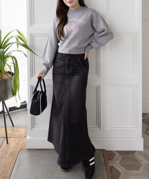 CLEAR BASIC（クリアベーシック）の「イヌ柄ダブルジャガードニットトップス[着回し力抜群 ガーリー アニマル]（ニット/セーター・レディース・グレー/ネイビー/アイボリー・F）」の5枚目の写真