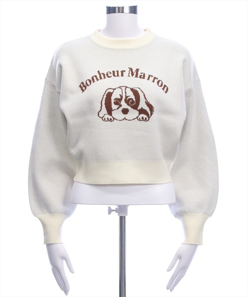 CLEAR BASIC（クリアベーシック）の「イヌ柄ダブルジャガードニットトップス[着回し力抜群 ガーリー アニマル]（ニット/セーター・レディース・グレー/ネイビー/アイボリー・F）」の20枚目の写真